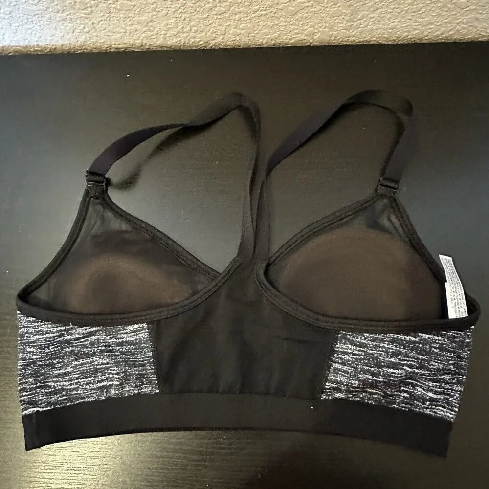 Victoria’s Secret VSX Sport Bra Black White Medium Space Dye‎ Heather